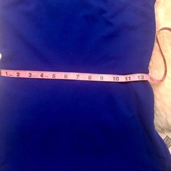 Women's Bright Blue Asymmetrical Sleeveless‎ 90's Style Y2K High-Waisted Romper. - Picture 7 of 10